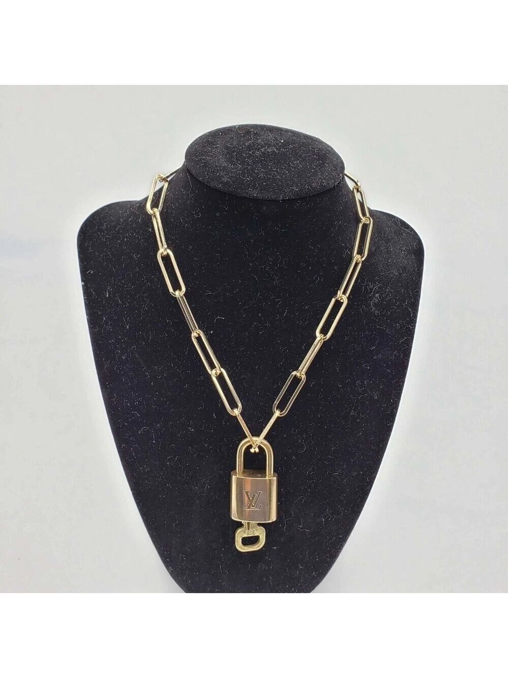 Authentic Louis Vuitton Lock & Key with Unbranded Gold Plated Chain Necklace